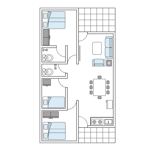 Căn hộ 3 phòng ngủ